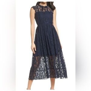 Chelsea28 Navy Lace Maxi Dress